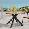 Round Acacia Wood Patio Dining Table With Metal Leg,Outdoor Coffee Table Teak Acacia Wood Tabletop And Black Metal Leg -Maison Boucle - 2 of 4