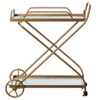 Vintiquewise Gold Metal Wine Bar Serving Cart with Rolling Wheels and Handles for Dining, Living room or Entryway - 3 of 4