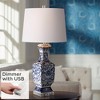 Barnes and Ivy Traditional Table Lamp with USB Charging Port 28" Tall Blue White Floral Porcelain White Drum Shade for Living Room Bedroom - 2 of 4