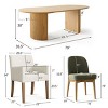7-piece Dining Room Table Set, Oak Oval Table with 6 Linen Fabric Dining Chair and 2 Captain's Chair with Solid Wood Legs, Dining Room- Maison Boucle - 3 of 4