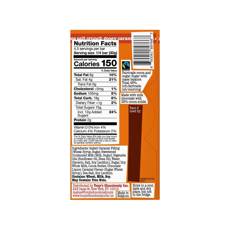 Tony's Chocolonely Gooey Milk Caramel Sea Salt Filled Chocolate Bar - 4.76oz, 2 of 7