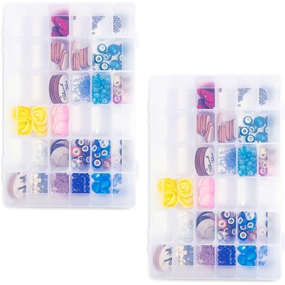 2x Plastic Organizer Box w/ 36 Compartments Craft Storage for Beads Sewing Tools