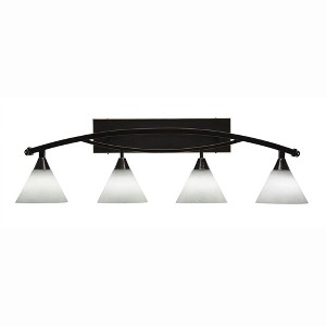 Toltec Lighting Bow 4 - Light Vanity in  Black Copper with 7" White Muslin Shade - 1 of 1
