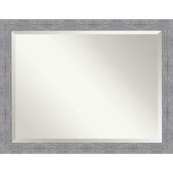 45" x 35" Bark Rustic Framed Wall Mirror Gray - Amanti Art
