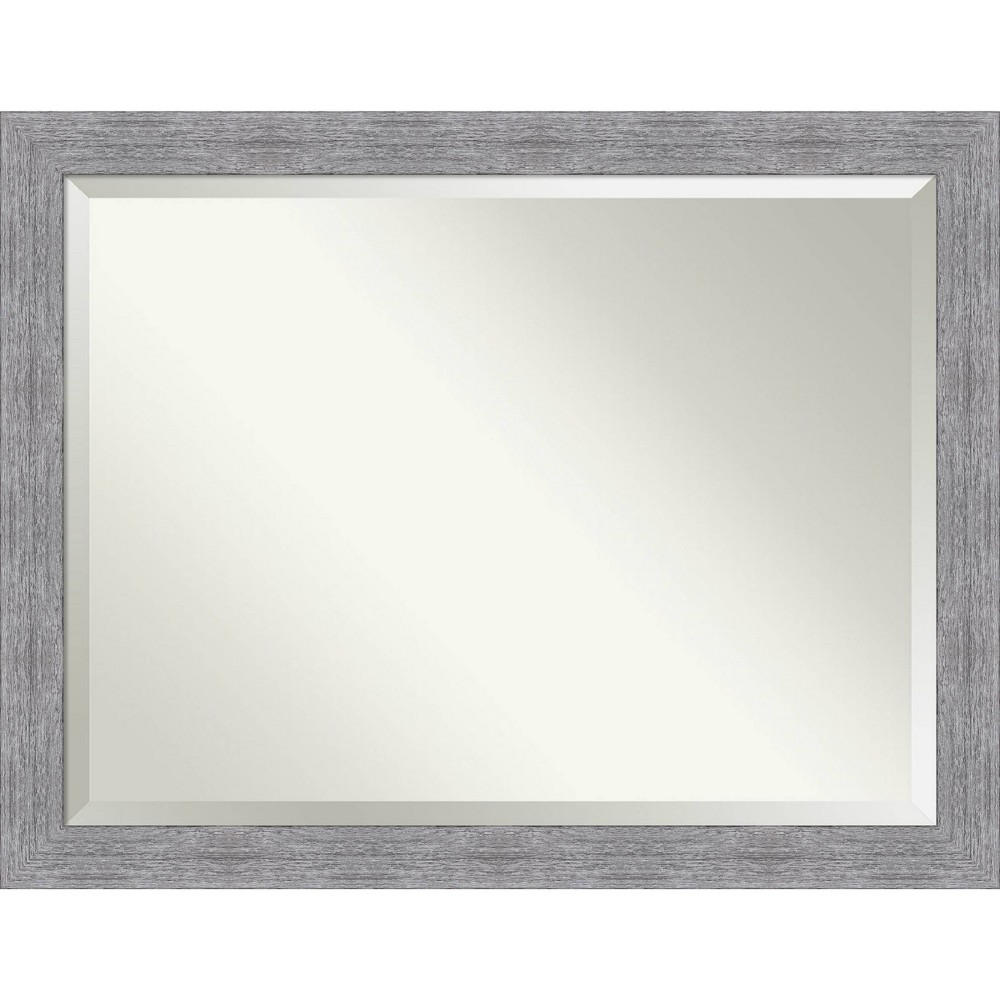 Photos - Wall Mirror 45" x 35" Bark Rustic Framed  Gray - Amanti Art: Beveled, Polys