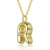 Kids' 14K gold plated necklace with white swarovski crystal initial pendant in bubble letter design - 3 of 3