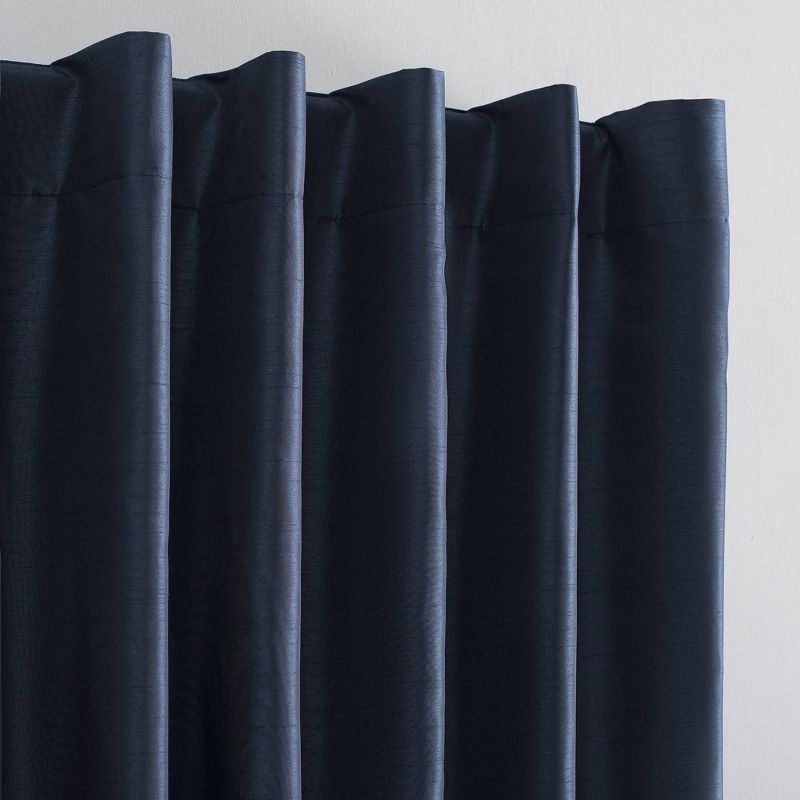Evelina Faux Dupioni Silk Thermal Extreme 100% Blackout Back Tab Curtain Panel - Sun Zero, 4 of 12