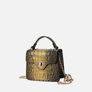 MKF Collection Luxe Halloween Croc-Embossed Mini Satchel Bag with Gold Chain Strap, Vegan Leather by Mia K - 1 of 4