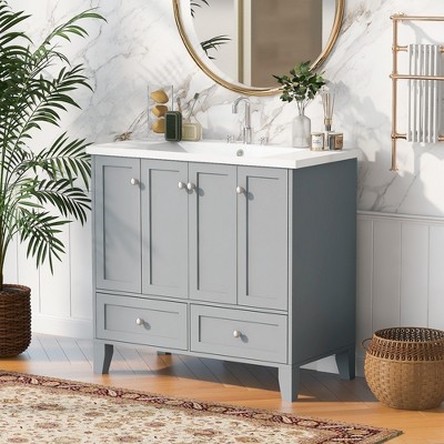 VYNXARIA 36" Bathroom Vanity with Resin Sink Combo - Stylish Storage & Easy Assembly