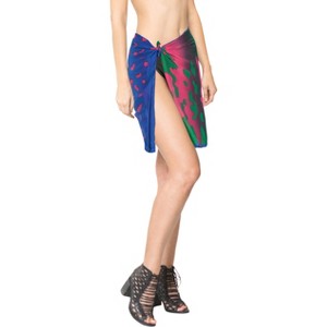 LA LEELA Women's Beach Wrap Bikini Swimwear Cover up Bathing suit Summer Wraps Swimsuit Sarong Skirts for Women One Size Short Multicolored - 1 of 4