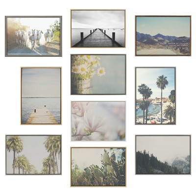 Sylvie Beach Hut Coastal Canvas Print with Gray Frame, 22x22