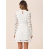 Allegra K Women's Elegant Ruffle Crew Neck Formal Elegant Mini Floral Lace Dress - 4 of 4