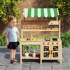 Costway Kids Mud Kitchen Outdoor Wooden Pretend Play Kitchen w/ 4 Stoves, Canopy,Faucet - 3 of 4