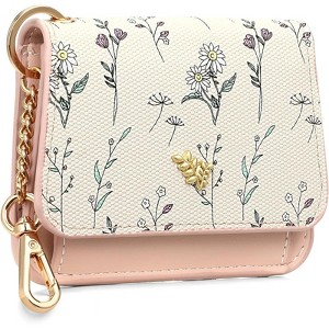 Clotth Womens Wallet RFID Blocking Slim Wallet for Women - Floral Vegan Leather Card Holder w/ 6 Slots, ID Window & Keychain - 1 of 4