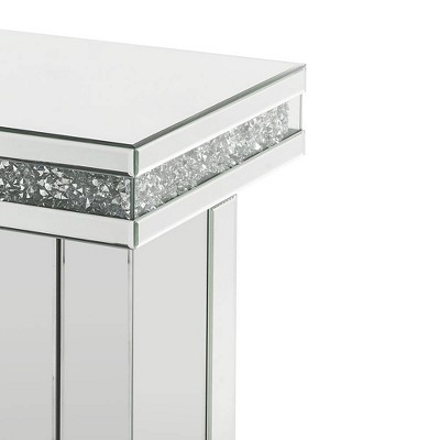 Elegant Noralie 28" Mirrored Glass End Table with Diamond Accents