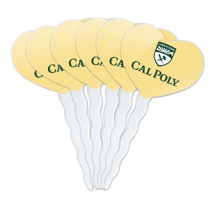 Cal Poly Primary Logo Heart Love Cupcake Picks Toppers Decoration Set of 6 - 1 of 4