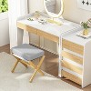 Foldable Foot Stool Ottoman, Modern Foot Rest with Bamboo X Legs & Thick Foam Cushion, Folding Foot Stools Small Padded for Bedroom Living Room - 3 of 4
