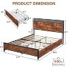 Queen LED Bed Frame with Storage Headboard and 4 Drawers, Queen Size Platform Bed with Charging Station, Strong Wood Slats Support, Noise-Free, Brown - 2 of 4