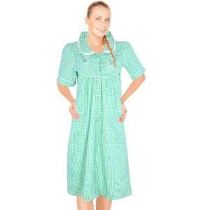 JEFFRICO House Dresses for Women with Pockets - Lightweight Breathable Short Sleeve Muumuu & Nightgowns - Snap Front Housecoat and Dusters - 1 of 4