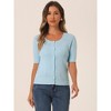 Allegra K Women's Casual Crochet Knit Button Up Sweater Short Sleeve Cardigan - 4 of 4