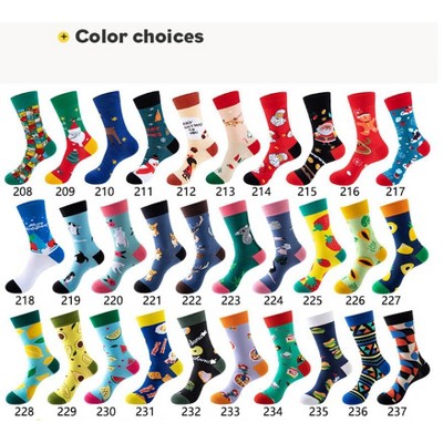 Mocamel Vibrant Multicolor Patterned Crew Socks