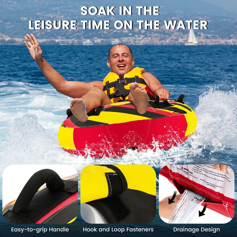 Costway Inflatable Towable Tubes for Boating Water Sport Towables for Boat to Pull, 5 of 11