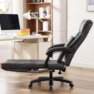 DYHOME Reclining Office Chair with Adjustable Backrest and Footrest, PU Leather Swivel Desk Chair with Lumbar Support, Adjustable Seats with Wheels - 1 of 1