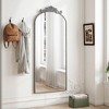 Runesay Arched Full Body Mirror with Vintage Ornate Carved Applique on Top, Hanging Wall Mounted Mirror - 4 of 4