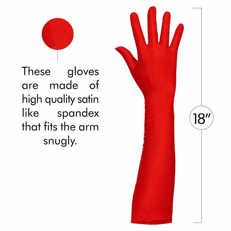 Skeleteen Women's Satin Opera Gloves Costume Accessory - Red, 4 of 7