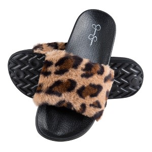 Jessica Simpson Womens Fuzzy Open Toe Slide Slipper - 1 of 4