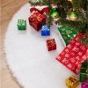 JOYFY 36''/48’’ Christmas Tree Skirt, Jacquard Cashmere Snow Flake/Faux Fur Tree Skirt for Christmas Decor, XMAS Tree skirt, Winter decorations - 4 of 4
