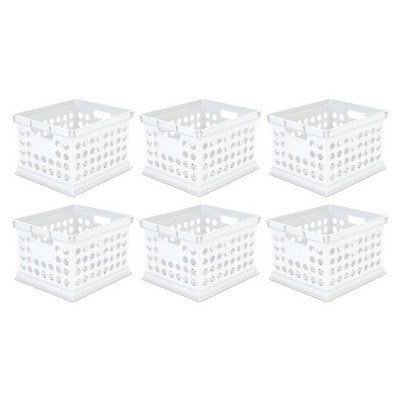 Sterilite Storage Crate, Stackable Plastic Bin Open Basket With Handles,  Organize Home, Garage, Office, School, Black, 12-pack : Target