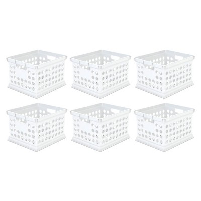 Rumbeast 5 Pack Plastic Storage Boxes, White Storage Baskets Home