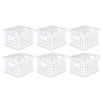 Sterilite Stackable Plastic Storage Crate Bin Organizer File Box with Handles for Home, Office, Dorm, Garage, or Utility Organization, White