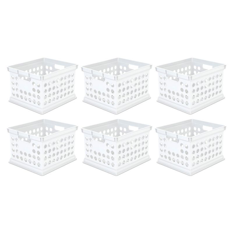 Sterilite Stackable Plastic Storage Crate Bin Organizer File Box with Handles for Home, Office, Dorm, Garage, or Utility Organization, White, 1 of 7