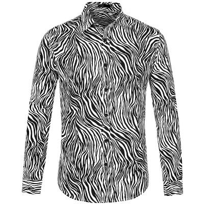 Lars Amadeus Men's Animal Print Button Down Long Sleeve Vintage Shirt