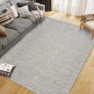 Contemporary Neutral Area Rugs Washable Solid Rug Low Pile Non Slip Foldable Floor Carpet for Living Room - 1 of 4