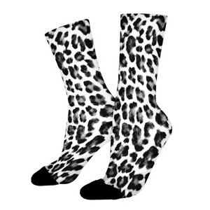 Black & White Leopard Print Women Printed Crew Socks Funny Funky Socks Soft Polyester Novelty Gifts for Artists Men - 1 of 1