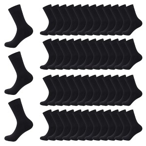 GENTLEAGU Men's Viscose Bamboo Dress Socks - Lightweight & Breathable Crew Socks, Soft & Stretchable, 48 Pairs Wholesale Bulk Pack - 1 of 4