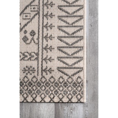 Reversible Ivory Synthetic 76'' Rectangular Easy-Care Area Rug