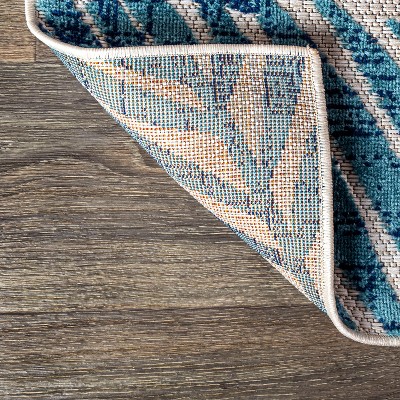 Tropical Bliss Navy & Aqua Palm Indoor/Outdoor 9' x 12' Rug