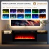 AOXUN 70" Wood Texture Fireplace TV Stand with 36" Electric Fireplace, LED Light Entertainment Center, with Storage Cabinet for TVs Up to 80", Black - 3 of 4