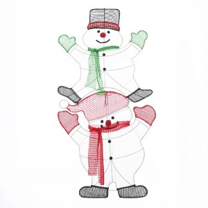 LuxenHome Stacked Snowman Couple Lighted LED Indoor Outdoor Holiday Decoration White - 1 of 4