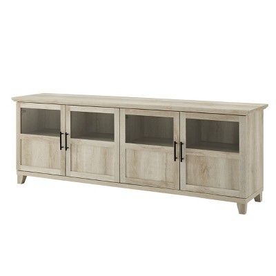 Kimber 4 Door Glass Panel Storage TV Stand for TVs up to 80" - Saracina Home