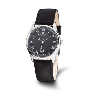 Black Bow Jewelry Charles Hubert Mens Black Leather Band Watch - 1 of 3
