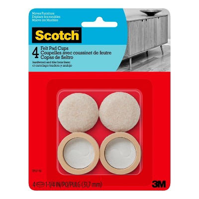 Photo 1 of 2 Scotch Felt Pad Cups SP667-NA, Adhesive Beige 1.25-in 4/pk