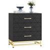 3 Drawer Dresser, Wood Chest Drawers with Storage for Closet, Bedroom, Drawers Dresser Modern Bedside Nightstand with Gold Handles - 3 of 4