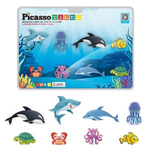 PICASSO-TILES 8 PC Marine Animal Character Theme Set Magnetic Tiles, Building Blocks, STEM Toys for Kids 3+ - 1 of 4