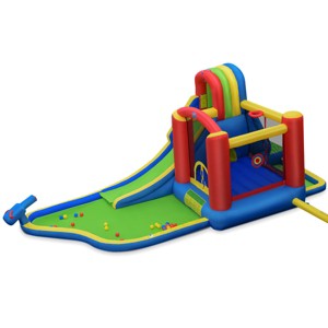 Tangkula Inflatable Bounce House Slide Splash Pool Climbing Wall Park w/ Blower - 1 of 4