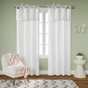 Awesome Home  Recycled Cotton Blend Ruffle Tie Top Curtains Pair - 1 of 4